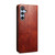 Samsung Galaxy S25+ 5G Oil Wax Crazy Horse Texture Leather Phone Case - Brown