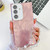 Samsung Galaxy S25+ 5G Plating Glitter Texture Chain Wristband TPU Phone Case with Lens Film - Pink Feather Yarn