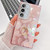 Samsung Galaxy S25+ 5G Plating Glitter Texture Ring Holder TPU Phone Case with Lens Film - Pink Feathers