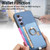 Samsung Galaxy S25+ 5G Retro Cross Leather Ring Side Insert Card Bag MagSafe Phone Case - Blue