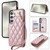 Samsung Galaxy S25+ 5G Rhombic Dual Buckle Card Slots Phone Case with Lanyard - Rose Gold