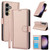 Samsung Galaxy S25+ 5G Skin Feel Pure Color Card Slots Leather Phone Case with Dual Lanyard - Rose Gold