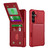 Samsung Galaxy S25+ 5G Vertical Flip Card Bag Holder Leather Phone Case - Red