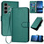 Samsung Galaxy S25+ 5G YX0070 Carbon Fiber Buckle Leather Phone Case with Lanyard - Dark Green