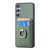 Samsung Galaxy S25 5G Carbon Fiber Card Wallet Ring Phone Case - Green