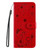 Samsung Galaxy S25 5G Cat and Bee Embossed Flip Leather Phone Case - Red