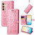 Samsung Galaxy S25 5G Cat and Dog Embossed Leather Phone Case - Pink