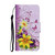 Samsung Galaxy S25 5G Colored Drawing Pattern Leather Phone Case - Yellow Flower Butterfly