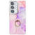 Samsung Galaxy S25 5G Electroplated Marble Texture Ring Holder Phone Case - Pink Purple S4