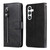 Samsung Galaxy S25 5G Fashion Calf Texture Zipper Leather Phone Case - Black
