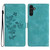 Samsung Galaxy S25 5G Flower Butterfly Embossing Pattern Leather Phone Case - Sky Blue