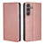 Samsung Galaxy S25 5G Gloss Oil Solid Color Magnetic Leather Phone Case - Rose Gold