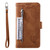 Samsung Galaxy S25 5G Nine Card Zipper Bag Leather Phone Case with Lanyard - Brown
