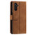 Samsung Galaxy S25 5G Nine Card Zipper Bag Leather Phone Case with Lanyard - Brown