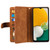 Samsung Galaxy S25 5G Nine Card Zipper Bag Leather Phone Case with Lanyard - Brown