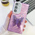 Samsung Galaxy S25 5G Plating Glitter Texture Butterfly Holder TPU Phone Case with Lens Film - Purple Water Ripples