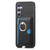 Samsung Galaxy S25 5G Retro Cross Leather Ring Side Insert Card Bag MagSafe Phone Case - Black