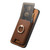 Samsung Galaxy S25 5G Retro Cross Leather Ring Vertical Insert Card Bag MagSafe Phone Case - Brown