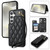 Samsung Galaxy S25 5G Rhombic Dual Buckle Card Slots Phone Case with Lanyard - Black