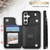 Samsung Galaxy S25 5G Rhombic Dual Buckle Card Slots Phone Case with Lanyard - Black