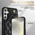 Samsung Galaxy S25 5G Rhombic Dual Buckle Card Slots Phone Case with Lanyard - Black
