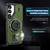 Samsung Galaxy S25 5G Ring Holder Carbon Fiber PC Hybrid TPU Phone Case - Army Green