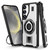 Samsung Galaxy S25 5G Ring Holder Carbon Fiber PC Hybrid TPU Phone Case - White Samsung Galaxy S25 5G Ring Holder Carbon Fiber PC Hybrid TPU Phone Case - White