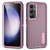Samsung Galaxy S25 5G Rugged PC Hybrid Silicone Phone Case with Holder - Purple+Pink