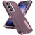 Samsung Galaxy S25 5G Rugged PC Hybrid Silicone Phone Case with Holder - Purple+Pink