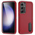 Samsung Galaxy S25 5G Rugged PC Hybrid Silicone Phone Case with Holder - Red+Black