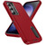 Samsung Galaxy S25 5G Rugged PC Hybrid Silicone Phone Case with Holder - Red+Black