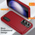 Samsung Galaxy S25 5G Rugged PC Hybrid Silicone Phone Case with Holder - Red+Black