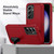 Samsung Galaxy S25 5G Rugged PC Hybrid Silicone Phone Case with Holder - Red+Black