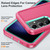 Samsung Galaxy S25 5G Rugged PC Hybrid Silicone Phone Case with Holder - Rose Red+Light Green