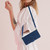 Samsung Galaxy S25 5G Skin Feel Heart Embossed Leather Phone Case with Long Lanyard - Blue