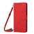 Samsung Galaxy S25 5G Skin Feel Heart Embossed Leather Phone Case with Long Lanyard - Red