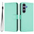 Samsung Galaxy S25 5G Skin Feel Solid Color Leather Phone Case with Lanyard - Mint Green