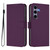 Samsung Galaxy S25 5G Skin Feel Solid Color Leather Phone Case with Lanyard - Violet
