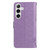Samsung Galaxy S25 5G Tree & Cat Embossed Pattern Flip Leather Phone Case - Light Purple