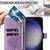 Samsung Galaxy S25 5G Tree & Cat Embossed Pattern Flip Leather Phone Case - Light Purple