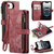 iPhone 16e CaseMe C30 Card Slots Zipper Wallet Leather Phone Case - Red