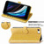 iPhone 16e Cat and Dog Embossed Leather Phone Case - Yellow