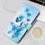 iPhone 16e Crystal Texture Colored Drawing Leather Phone Case - Blue Butterflies