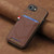iPhone 16e Denim Texture Leather Skin Phone Case with Card Slot - Brown