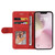 iPhone 16e Dual-color Splicing Flip Leather Phone Case - Red