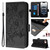 iPhone 16e Embossed Rose RFID Anti-theft Leather Phone Case - Black