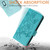 iPhone 16e Embossed Rose RFID Anti-theft Leather Phone Case - Light Blue