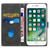 iPhone 16e Grid Stitching Leather Phone Case with Lanyard - Black