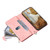 iPhone 16e Grid Texture Zipper Leather Phone Case with Lanyard - Rose Gold