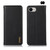 iPhone 16e KHAZNEH Nappa Top Layer Cowhide Leather Phone Case - Black